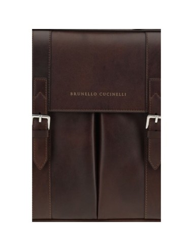 Brunello Cucinelli Bordeaux Calf Leather Bos Taurus Luggage And Travel