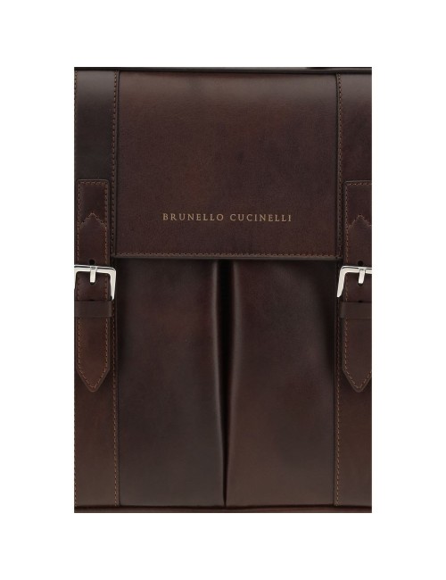 Brunello Cucinelli Bordeaux Calf Leather Bos Taurus Luggage And Travel