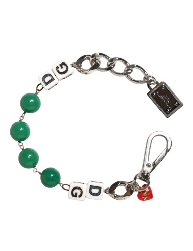Dolce & Gabbana Silver Brass Chain Dice DG Logo EmbellishedCharm Bracelet