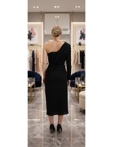 Robe fourreau noire Dolce & Gabbana asymétrique en laine