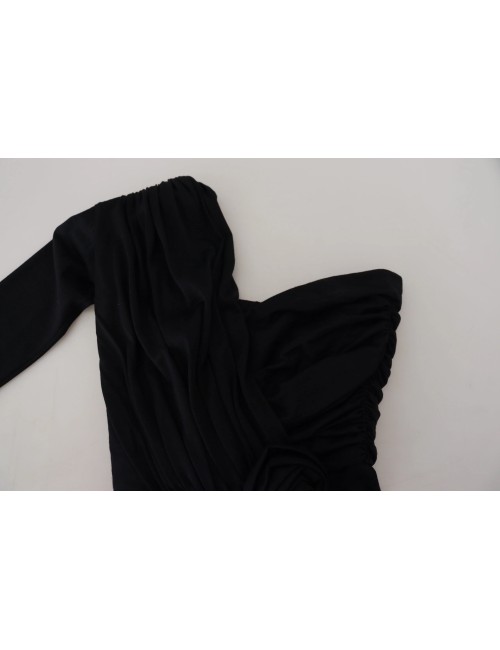 Robe fourreau noire Dolce & Gabbana asymétrique en laine