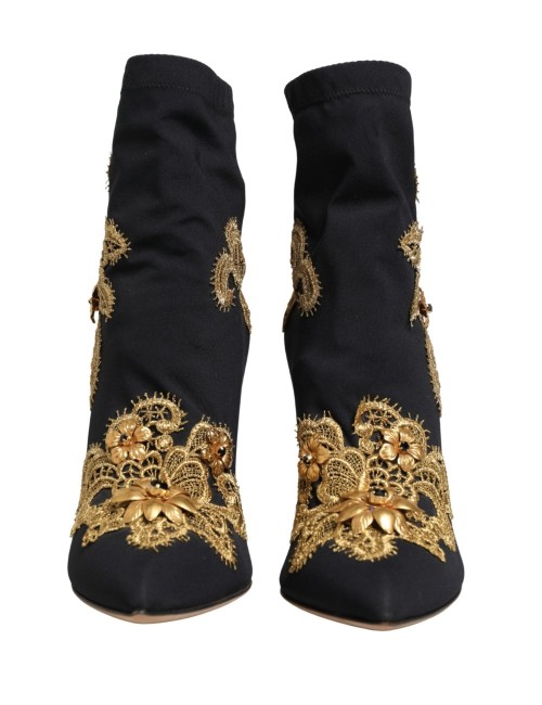 Bottines Dolce & Gabbana broderie or & cristaux – Luxe iconique