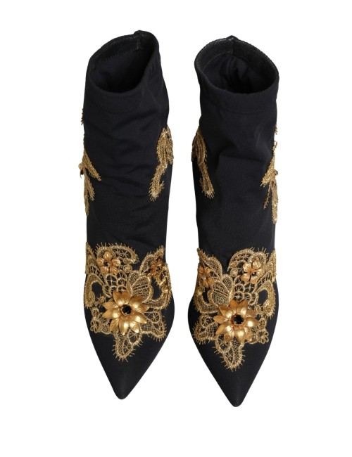 Bottines Dolce & Gabbana broderie or & cristaux – Luxe iconique