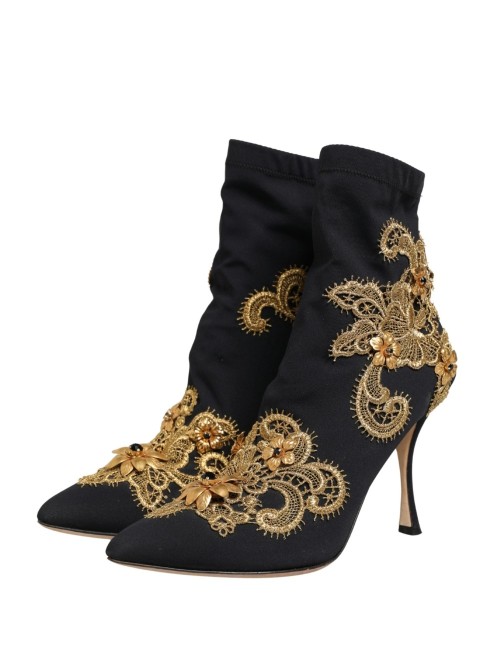 Bottines Dolce & Gabbana broderie or & cristaux – Luxe iconique