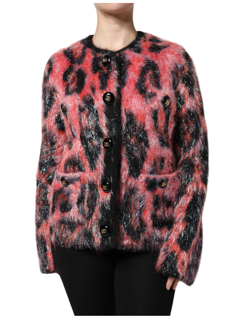 Gilet Dolce & Gabbana rouge en laine mohair à boutons