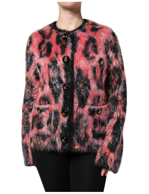 Gilet Dolce & Gabbana rouge en laine mohair à boutons