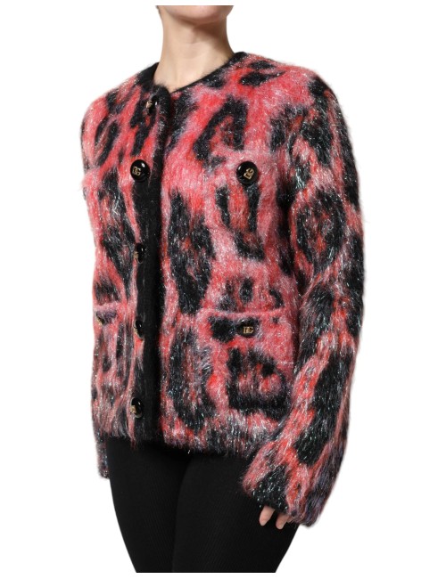 Gilet Dolce & Gabbana rouge en laine mohair à boutons