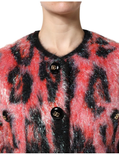 Gilet Dolce & Gabbana rouge en laine mohair à boutons