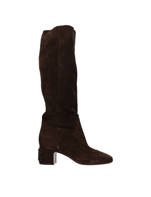Casadei Bottes Femme Suède Marron Cacao Luxe Italien