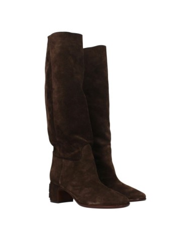 Casadei Bottes Femme Suède Marron Cacao Luxe Italien