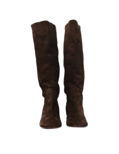 Casadei Bottes Femme Suède Marron Cacao Luxe Italien