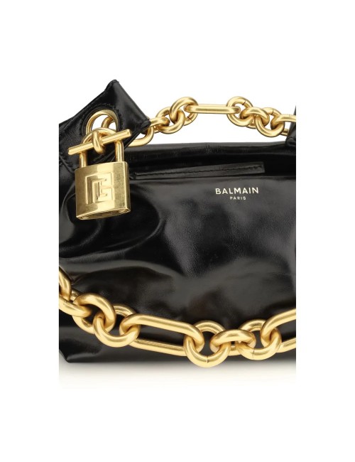 Sac bandoulière Balmain Bos Taurus en cuir de veau noir