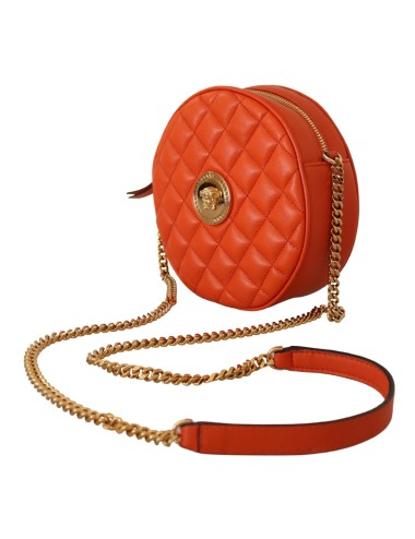 Sac bandoulière rond Versace Medusa en cuir nappa rouge