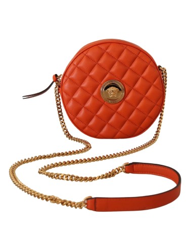 Sac bandoulière rond Versace Medusa en cuir nappa rouge