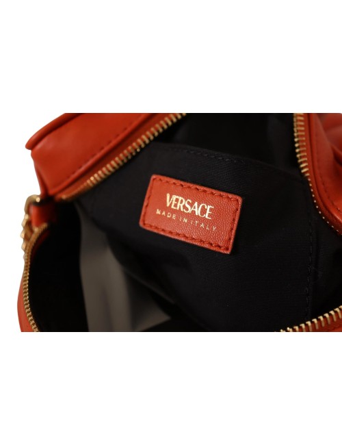 Sac bandoulière rond Versace Medusa en cuir nappa rouge