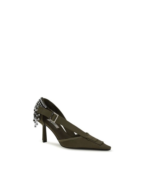 PRADA ESCARPINS EN TOILE ORNÉS DE CRISTAUX