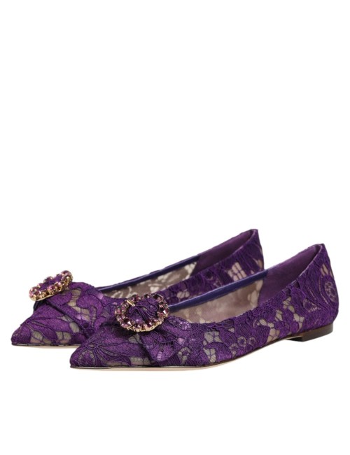 Vally Ballerinas — Taormina Lace Crystals Flats Couleur : Violet (Purple)