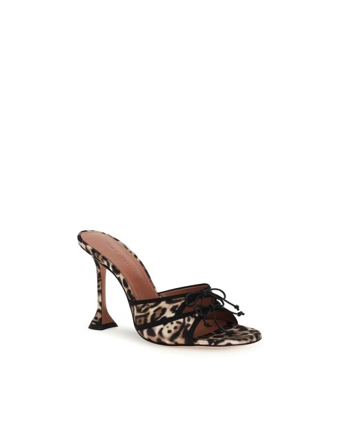 AMINA MUADDI MULES SOIE MULTICOLORE TALON SCULPTURAL