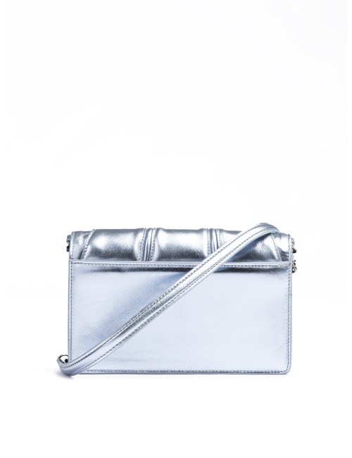 Sac Ferrari GT en cuir verni bleu clair avec chaîne