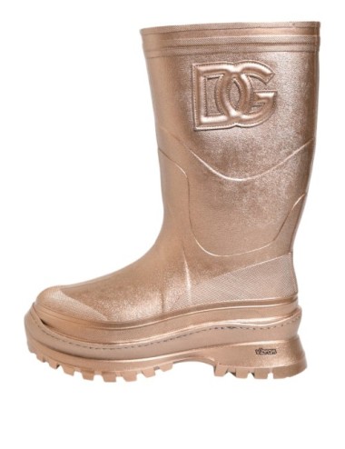 Dolce & Gabbana Rose Gold Rubber Pull On Rain Boots  Shoes