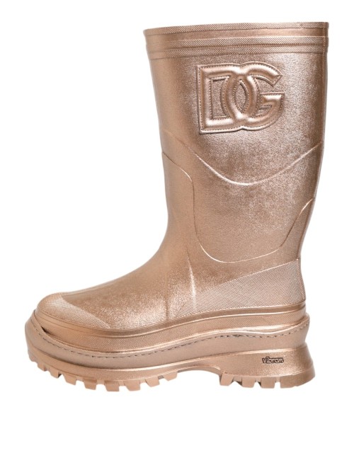 Dolce & Gabbana Rose Gold Rubber Pull On Rain Boots  Shoes