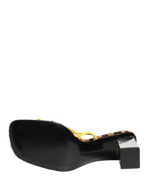 DOLCE & GABBANA SANDALES TALON BLOC CUIR MULTICOLORE