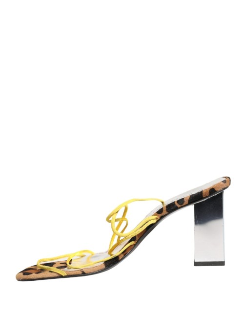 DOLCE & GABBANA SANDALES TALON BLOC CUIR MULTICOLORE