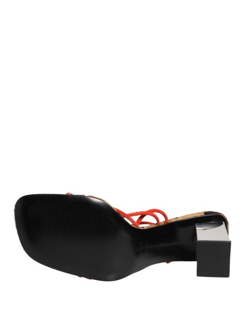 DOLCE & GABBANA SANDALES TALON BLOC CUIR MULTICOLORE