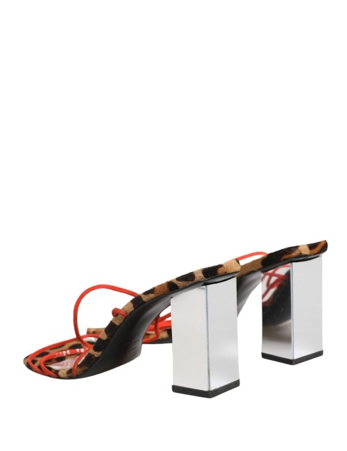 DOLCE & GABBANA SANDALES TALON BLOC CUIR MULTICOLORE