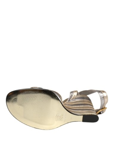 Sandales compensées Dolce & Gabbana cuir or argent femme luxe