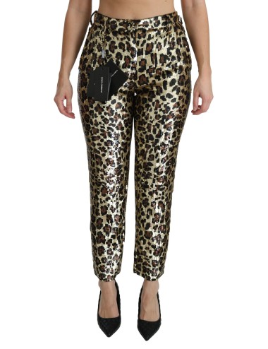 Pantalon Dolce & Gabbana léopard sequins – Taille haute luxe