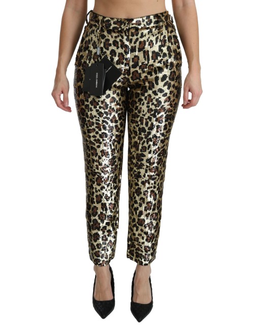Pantalon Dolce & Gabbana léopard sequins – Taille haute luxe