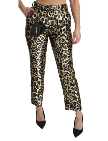 Pantalon Dolce & Gabbana léopard sequins – Taille haute luxe