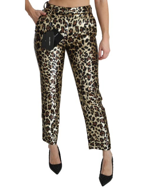 Pantalon Dolce & Gabbana léopard sequins – Taille haute luxe