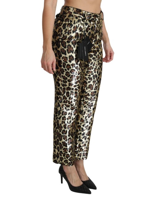 Pantalon Dolce & Gabbana léopard sequins – Taille haute luxe