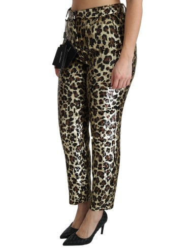Pantalon Dolce & Gabbana léopard sequins – Taille haute luxe