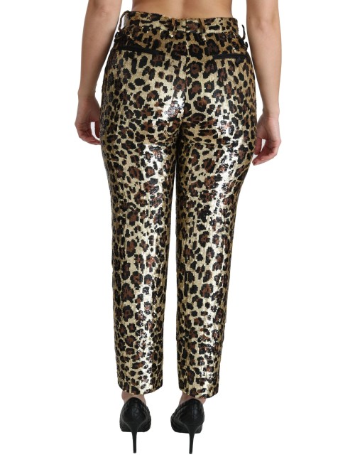 Pantalon Dolce & Gabbana léopard sequins – Taille haute luxe
