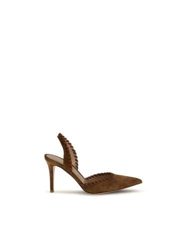 Escarpins Gianvito Rossi Slingback Cuir Marron Talon Aiguille Luxe