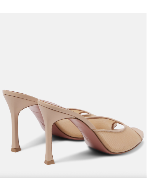 AMINA MUADDI ALEXA 95 MULES RÉSILLE BLANC TALON 9,5 CM