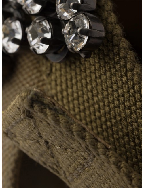 PRADA ESCARPINS EN TOILE ORNÉS DE CRISTAUX