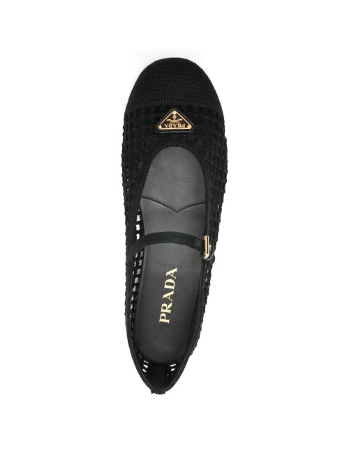 PRADA BALLERINES CROCHET AJOURÉES NOIRES