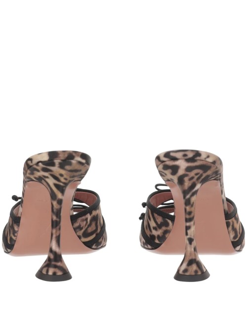 AMINA MUADDI MULES SOIE MULTICOLORE TALON SCULPTURAL
