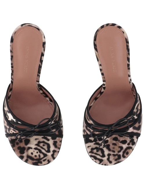 AMINA MUADDI MULES SOIE MULTICOLORE TALON SCULPTURAL