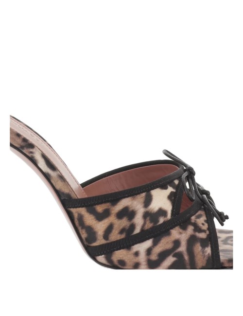 AMINA MUADDI MULES SOIE MULTICOLORE TALON SCULPTURAL