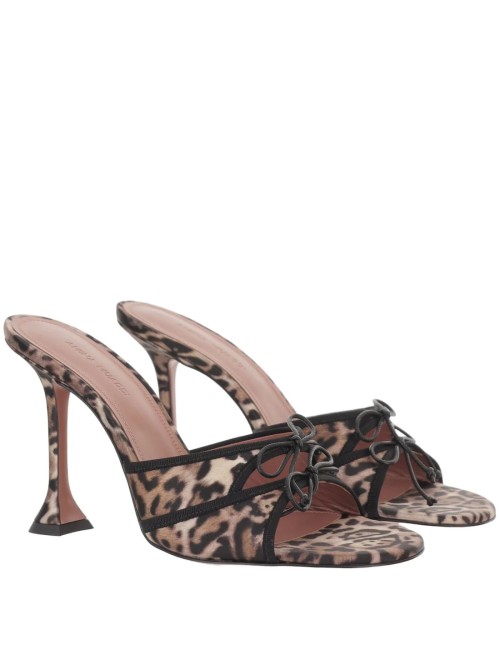 AMINA MUADDI MULES SOIE MULTICOLORE TALON SCULPTURAL