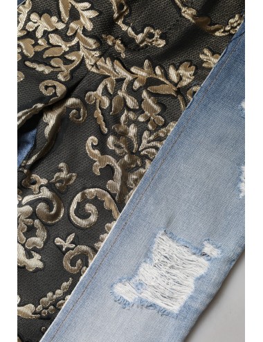 Jean en denim taille haute patchwork multicolore Dolce & Gabbana