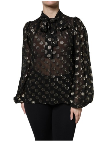 Blouse Transparente Dolce & Gabbana à Pois avec Col Noué