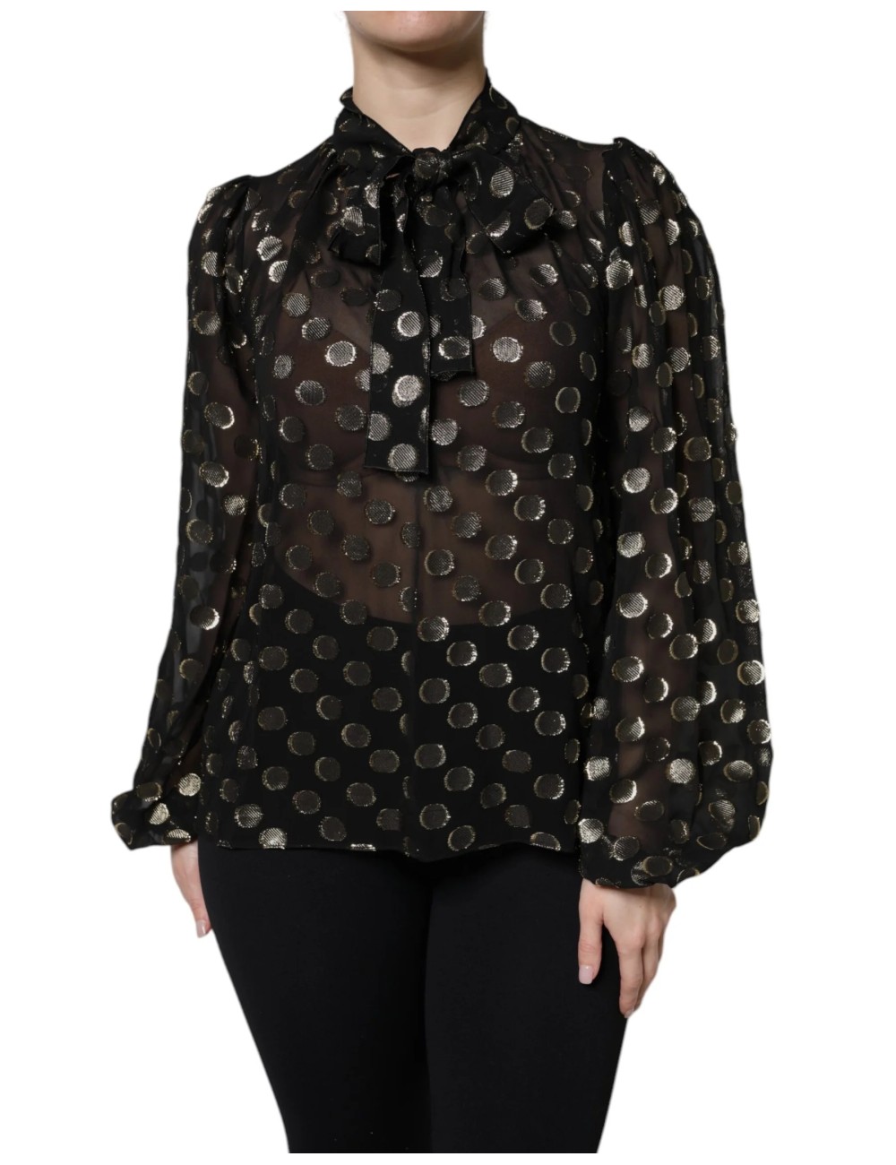 Blouse Transparente Dolce & Gabbana à Pois avec Col Noué