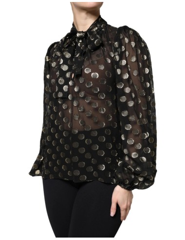 Blouse Transparente Dolce & Gabbana à Pois avec Col Noué