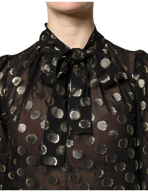 Blouse Transparente Dolce & Gabbana à Pois avec Col Noué
